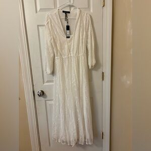 BCBGMaxAzria Long Sleeve Cream Dress